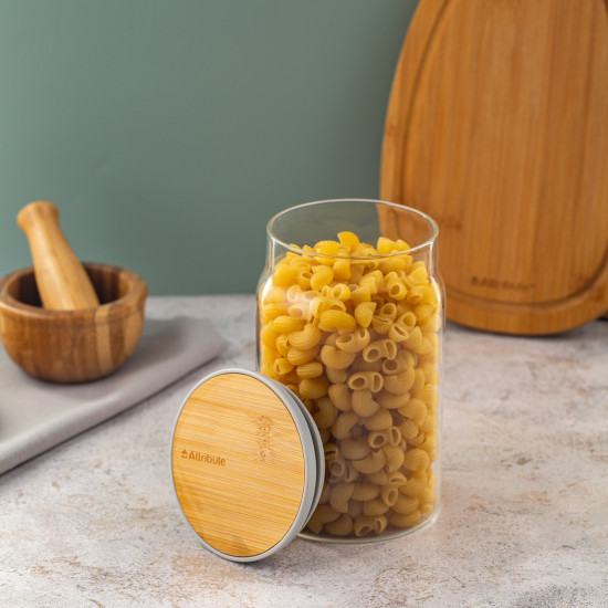 Банка из боросиликатного стекла для хранения сыпучих продуктов Bamboo