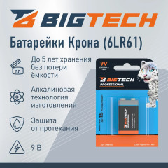 Батарейка алкалиновая 6LR61 - Фото 1
