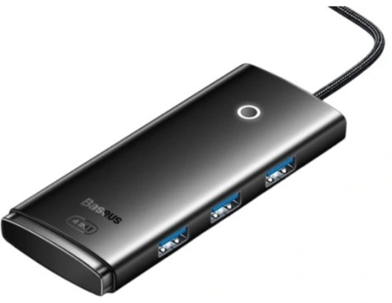 Хаб USB 3.0 Baseus Lite Series WKQX030401 Type-C вход, 4xUSB 3.0 порта Длина кабеля: 1м, Черный