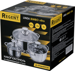Набор кастрюль со стеклянными крышками 0,7л//3л Linea BIMBO vitro - Фото 1