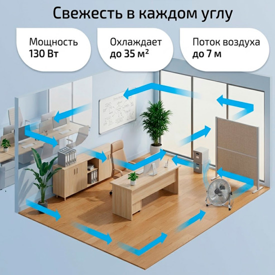 Вентилятор напольный TT-2001 130вт 50см