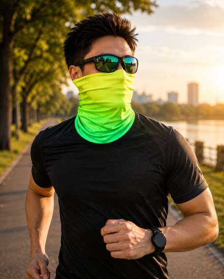 Бафф Lime Green салатовый, мультифункциональный шарф-труба для спорта, рыбалки и туризма, 25×50 см