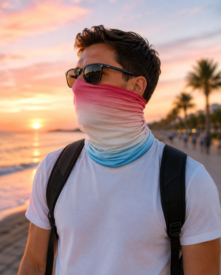 Бафф Sunset Gradient, мультифункциональный шарф-труба для спорта, туризма и прогулок, 25×50 см