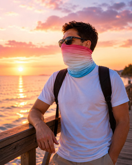 Бафф Sunset Gradient, мультифункциональный шарф-труба для спорта, туризма и прогулок, 25×50 см