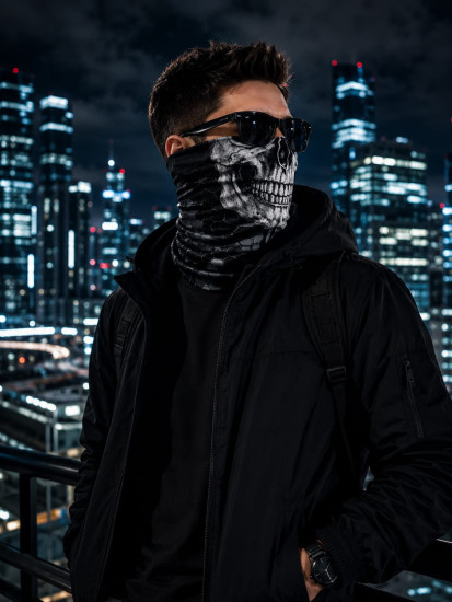 Бафф Hex Skull с черепом, мультифункциональный шарф-труба для спорта, туризма и рыбалки, 25×50 см
