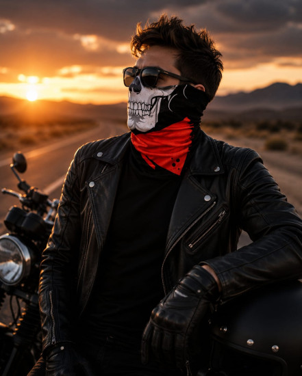 Бафф Red Bandana Skull с черепом, мультифункциональный шарф-труба для спорта, туризма и рыбалки, 25×50 см