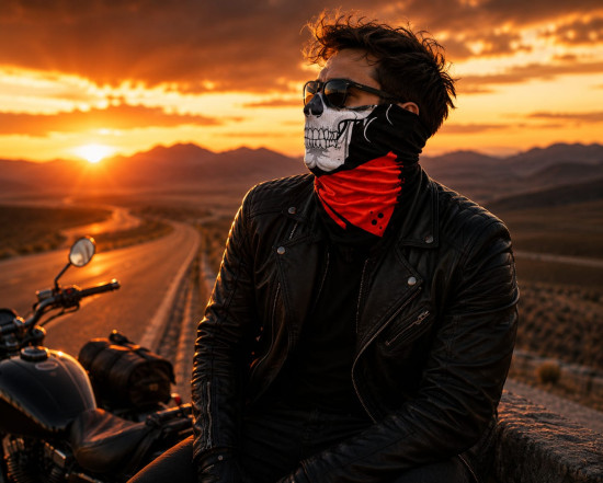 Бафф Red Bandana Skull с черепом, мультифункциональный шарф-труба для спорта, туризма и рыбалки, 25×50 см