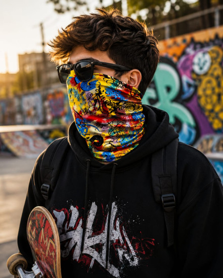 Бафф Urban Pop Graffiti яркий граффити принт, мультифункциональный шарф-труба унисекс 25×50 см