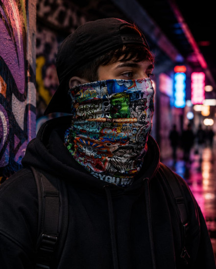 Бафф Street Graffiti Collage яркий граффити принт, мультифункциональный шарф-труба унисекс 25×50 см