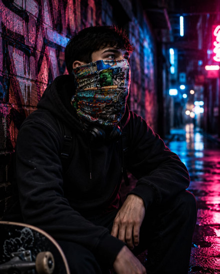 Бафф Street Graffiti Collage яркий граффити принт, мультифункциональный шарф-труба унисекс 25×50 см