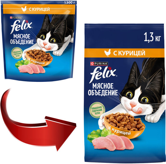 Корм для кошек с курицей «Мясное объедение»