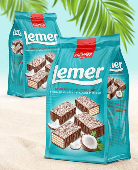 Конфеты вафельные со вкусом кокоса «Lemer»