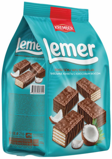 Конфеты вафельные со вкусом кокоса «Lemer»