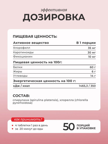 БАД «Хлорелла + спирулина»