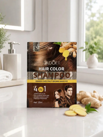 Шампунь-краска Hair Color Shampoo Ginger Brown 4 в 1 имбирный каштан