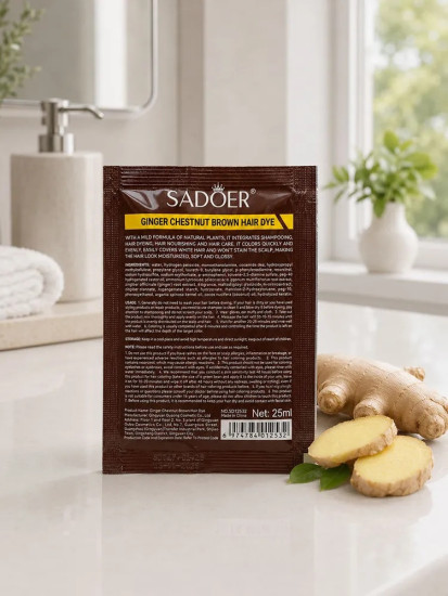 Шампунь-краска Hair Color Shampoo Ginger Brown 4 в 1 имбирный каштан