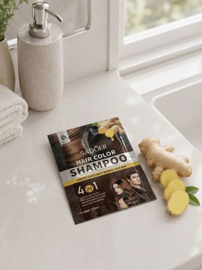 Шампунь-краска Hair Color Shampoo Ginger Brown 4 в 1 имбирный каштан