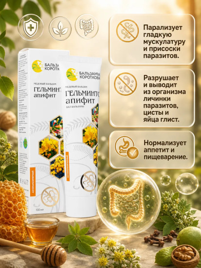 Медовый бальзам «Гельминто-апифит»