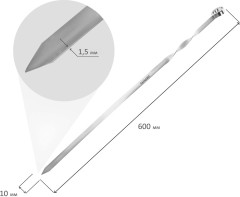 Шампуры плоские в Чехле 600×13×1,5 мм, 6 шт., хромированная сталь, (ТАЙГАРУ), 702561 - Фото 7