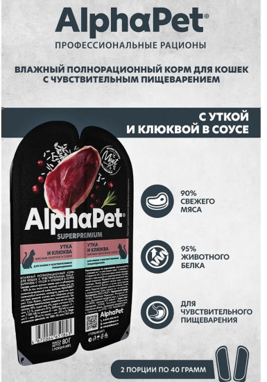 Набор влажного корма для кошек с чувствительным пищеварением «Утка с клюквой»