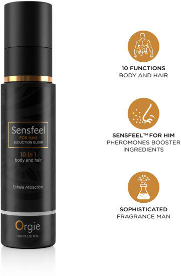 Мужской лосьон для тела и волос с феромонами «Sensfeel — seduction elixir 10 in 1 for man»