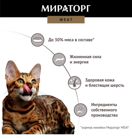 Сухой корм для взрослых кошек MEAT с телятиной