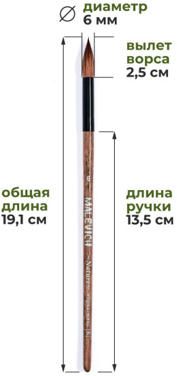 Кисть круглая художественная для акварели, гуаши и каллиграфии