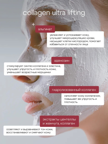 Альгинатная маска Лифтинг разглаживание для лица шеи декольте Саше 28 г