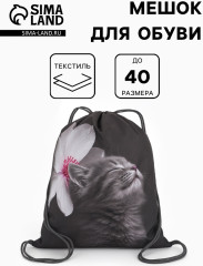Мешок для обуви «Котёнок с цветочком» - Фото 1