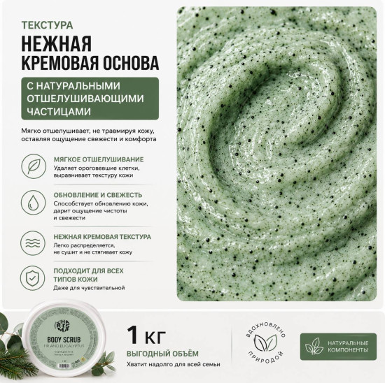 Скраб для тела «Пихта эвкалипт» 1 кг (ведро)
