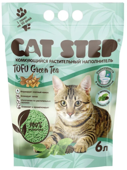 Наполнитель комкующийся растительный Tofu Green Tea