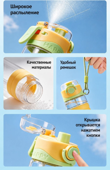 Бутылка для воды спортивная с распылителем