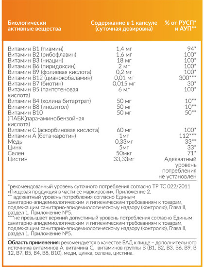 Beauty vitamins Витамины для волос, ногтей, кожи капсулы по 600 мг, 60 шт