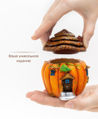 Силиконовая форма кашпо Тыква-домик - Фото 6
