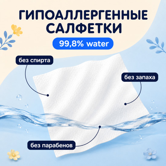 Влажные детские салфетки 0+, 96 шт