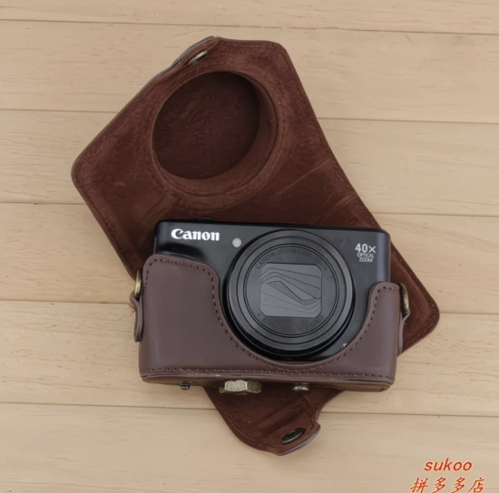 Чехол из экокожи, совместимый с Canon PowerShot SX740 / SX730 / SX720, коричневый