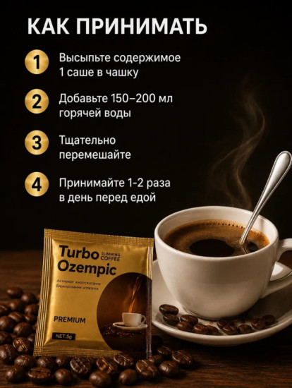 Кофе Turbo Ozempic Slimming Coffee Premium 30 саше