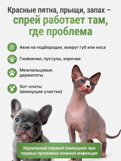Антимикробный спрей при кожных инфекциях у собак и кошек «PYOclean Spray»