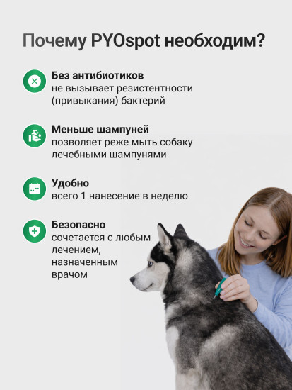 Капли на холку для собак 20-40 кг при дерматите, зуде и кожных инфекциях «PYOspot»