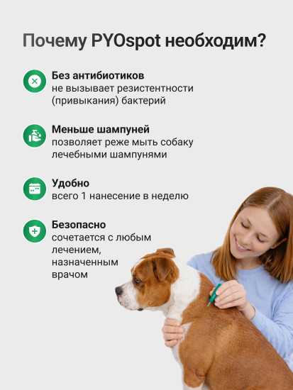 Капли на холку для собак 10-20 кг при дерматите, зуде и кожных инфекциях «PYOspot»