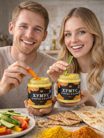 Хумус с куркумой и кари
