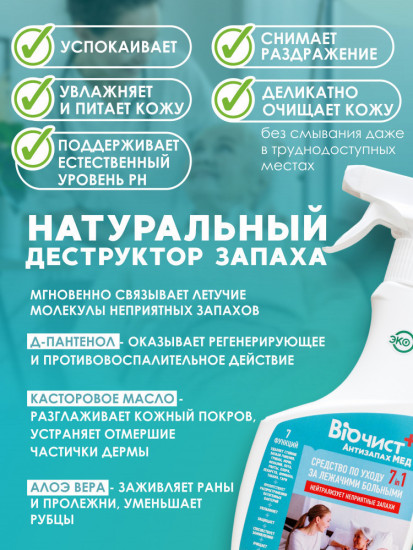 Антизапах Мед Спрей лосьон для тела по уходу за лежачими больными, от пролежней, запаха мочи и пота