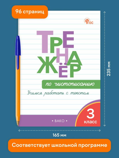 Тренажёр по чистописанию. Учимся работать с текстом. 3 класс