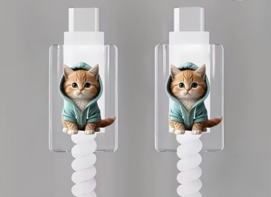 Защитные чехлы для кабелей с мультяшными котиками в худи(2 штуки)