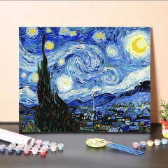 Картина по номерам на подрамнике 30×40 см «Звёздная ночь» (по мотивам В. Ван Гога) - Фото 1