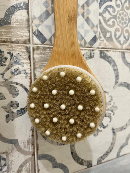 Щётка массажная для тела, с ручкой, натуральная щетина