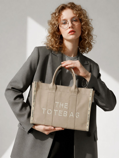 Сумка-шоппер женская textile тоут с вышивкой, бежевая, на плечо/кросс-боди