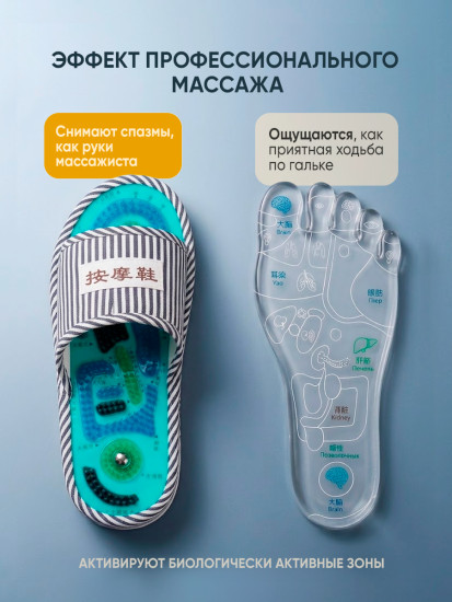 Тапочки массажные «Шиацу» мужские с магнитами и турмалином