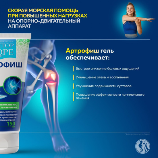 Артрофиш с хондроитином и глюкозамином охлаждающий обезбаливающий крем гель для суставов
