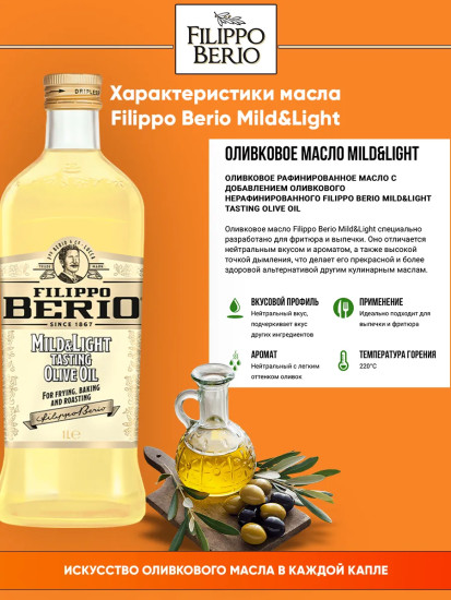 Масло оливковое рафинированное с добавлением нерафинированного «Mild&Light»
